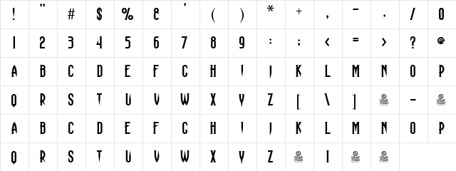 Haunting Attraction Regular  glyph index