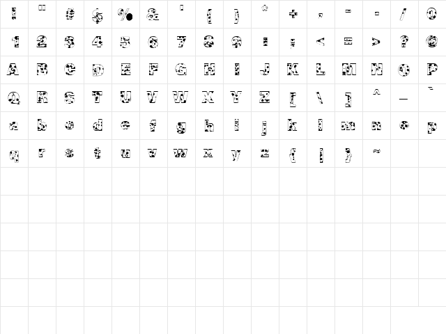 CowSpots Regular  glyph index