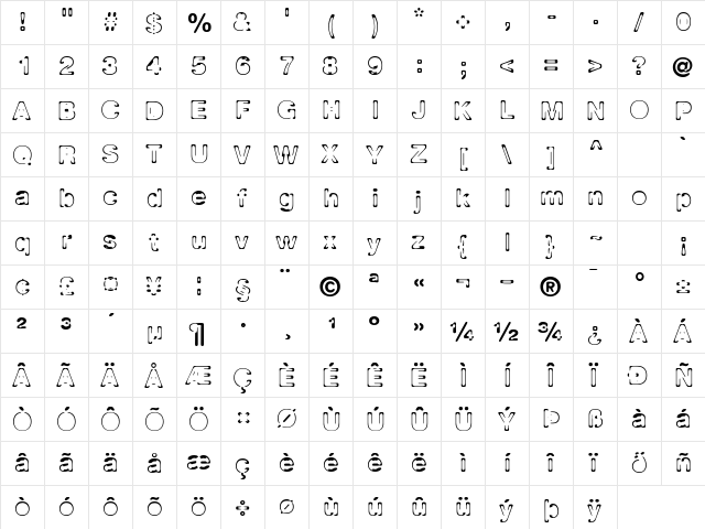 PlanetOrbit Regular  glyph index