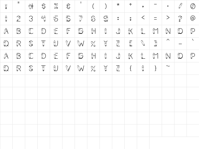 LD Baby Pin Regular  glyph index