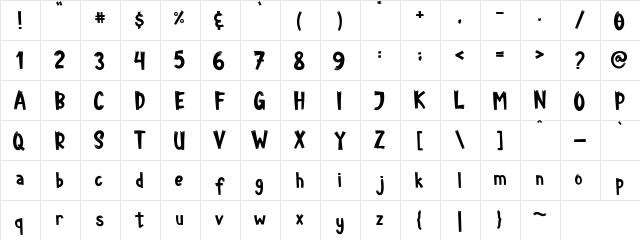 Daily Milk Regular  glyph index