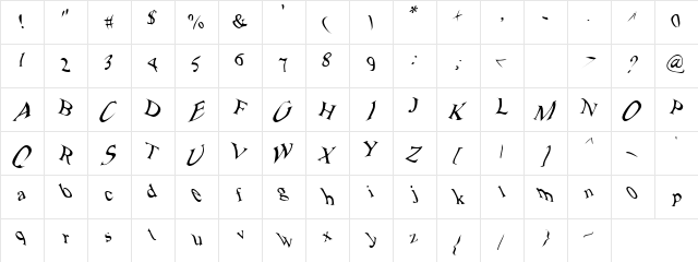 Fantasy Regular  glyph index