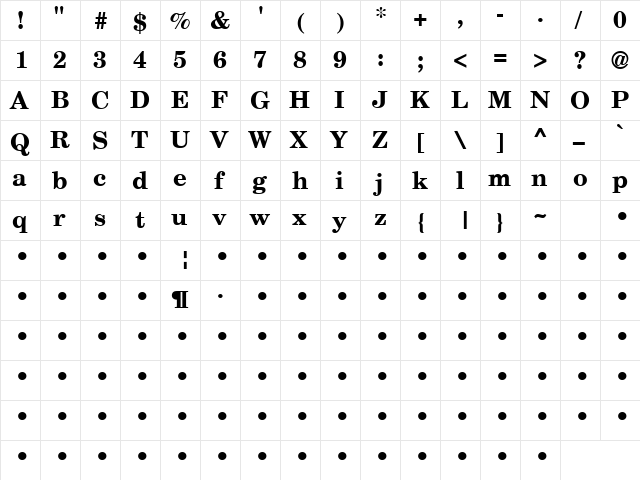 QTSchoolCentury Bold  glyph index