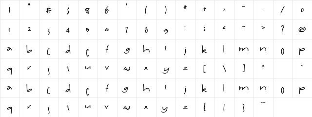 LD Patty Whack Regular  glyph index