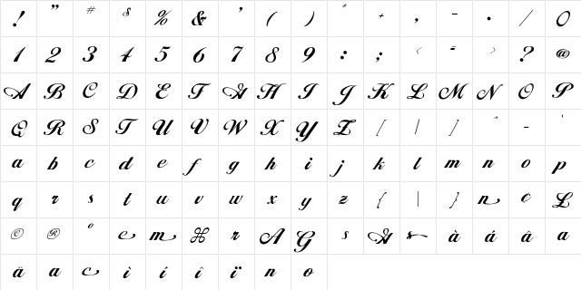 Silkee Regular  glyph index