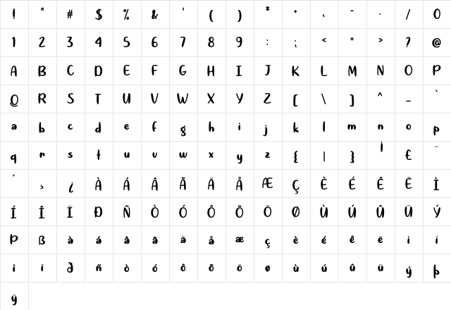 Quite Magical Regular  glyph index
