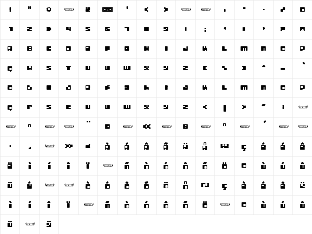 Digit LoFi  glyph index