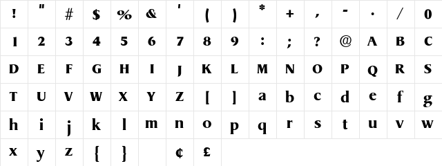 Baryon Display SSi Regular  glyph index