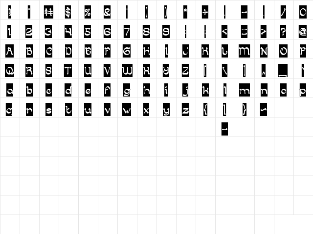 ARABIAN KNIGHT-Inverse Regular  glyph index
