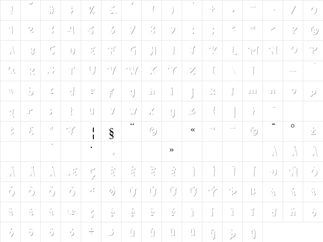 Borju 3 Regular  glyph index