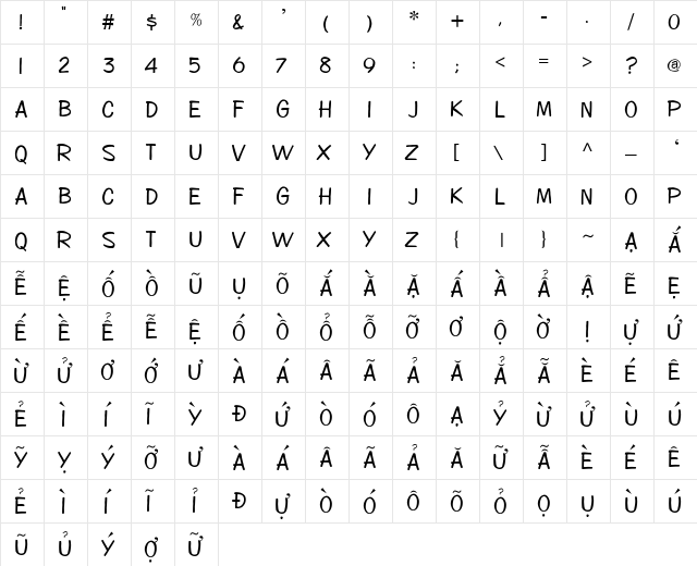 VI Tu Di H Regular  glyph index