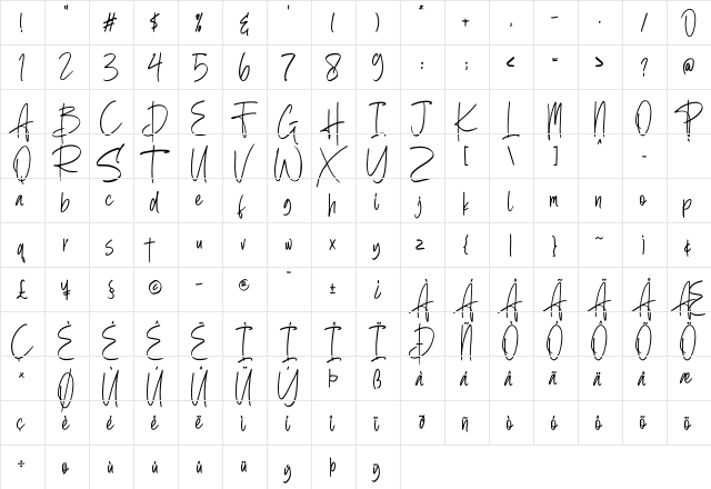 Berthusen Demo Regular  glyph index