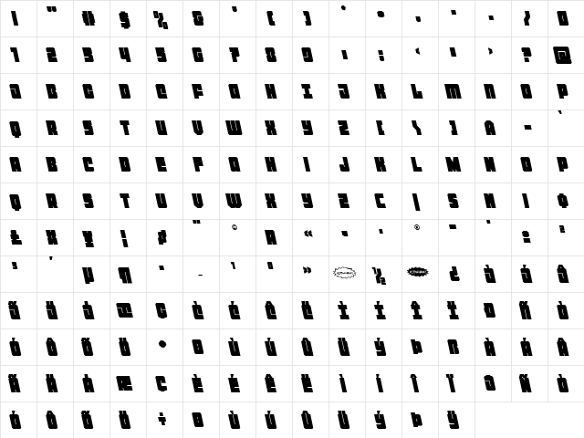 Homebase Leftalic Regular  glyph index