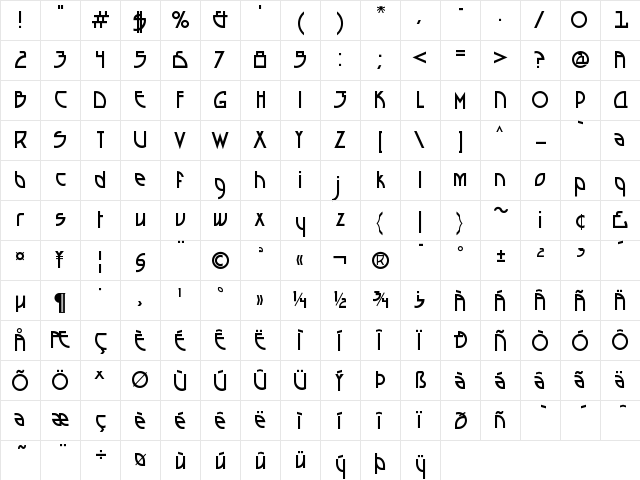 Seized Future A Regular  glyph index