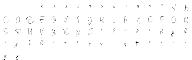 Leumang Regular  glyph index