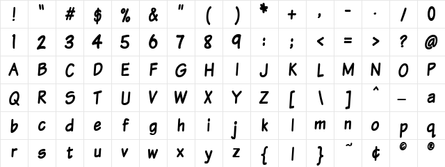 VTCSundayKomixTall Medium  glyph index