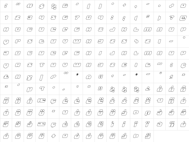 Groovy Smoothie Outline Italic Outline Italic  glyph index