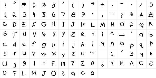 Zachary Regular  glyph index