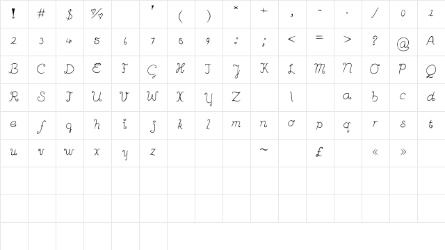 Rainbowbitch2 Medium  glyph index