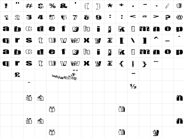 Tulihuuma Regular  glyph index
