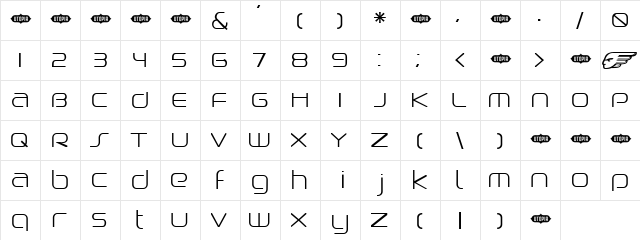 Birdman Light  glyph index