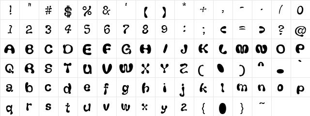 Sopa Dopa Regular  glyph index