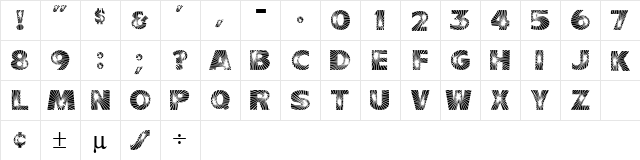 Mean Street 1 Regular  glyph index