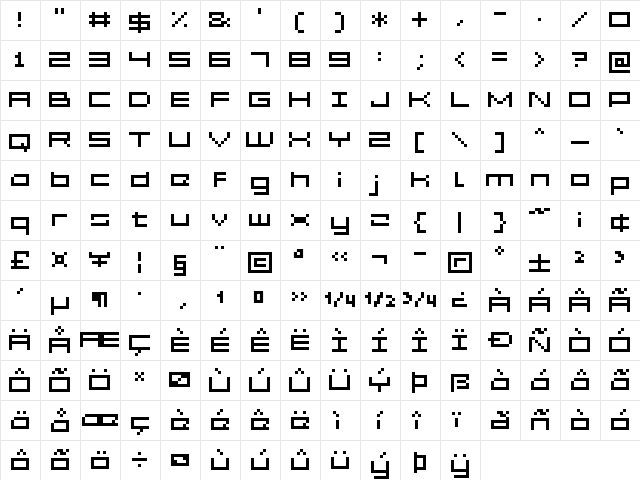 Grixel Acme 5 Wide Xtnd Regular  glyph index