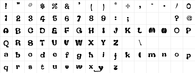 Branson Regular  glyph index