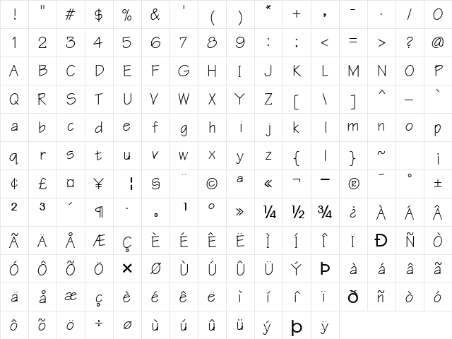 CheersTypeNorm13 Bold  glyph index