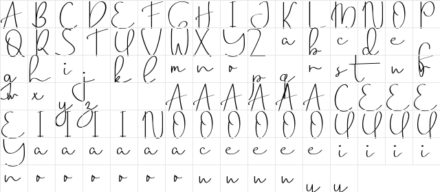 Mile Green Demo Regular  glyph index