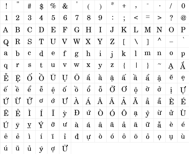 VI Cam Thach Normal  glyph index
