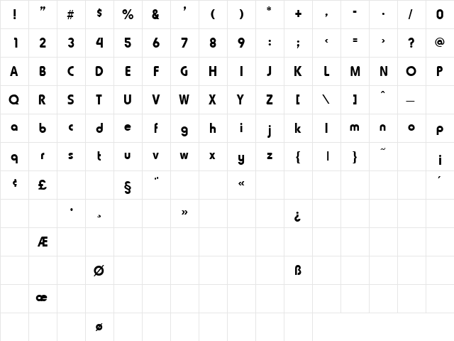TrioSSK Regular  glyph index