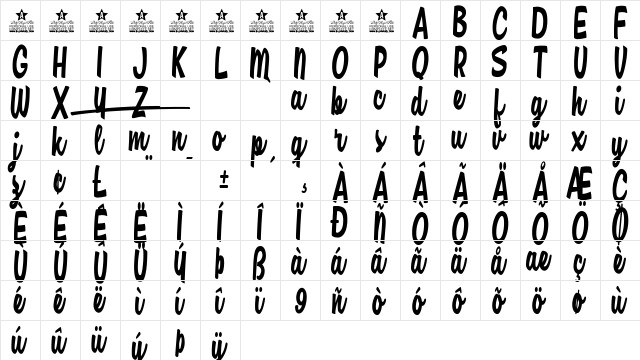 Casual Chance Personal Use Regular  glyph index