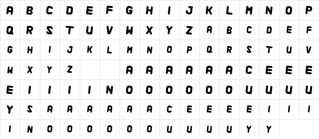 Alaqua Demo Italic  glyph index