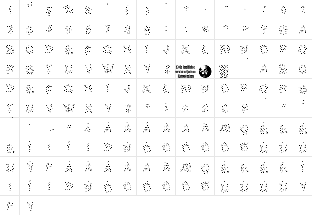 GaudiYellow Tile Regular  glyph index
