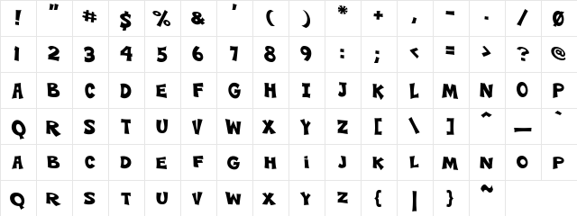 VTC-ScreamItLoudTwo Regular  glyph index