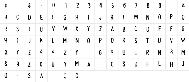Cheapskate Fill  glyph index