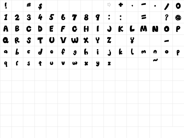 Before_Attack Regular  glyph index