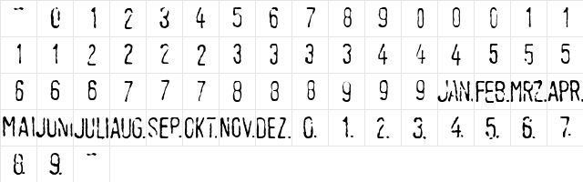 LinotypeTagesstempel Mager Regular  glyph index