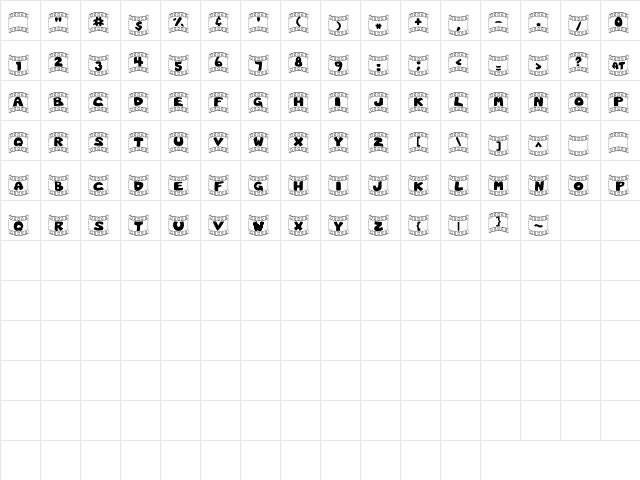 LD Filmstrip Regular  glyph index