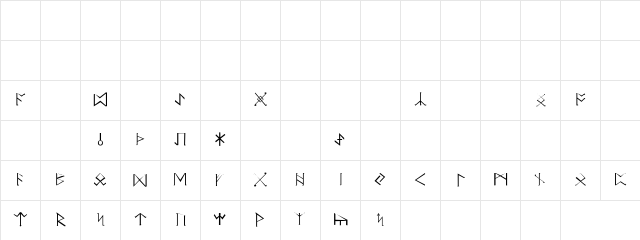 Elder Futhark ver 1.1 Regular  glyph index