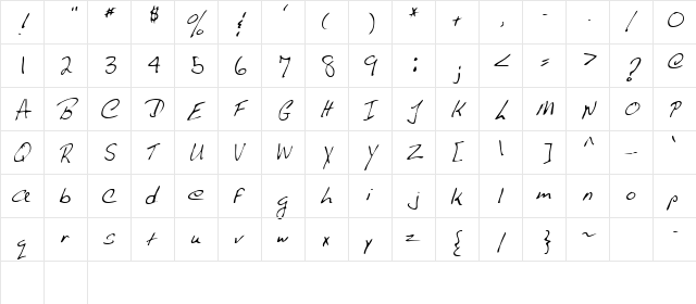 Umpque Regular  glyph index