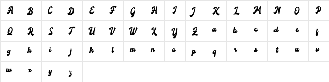 Roxinate DEMO Bold  glyph index