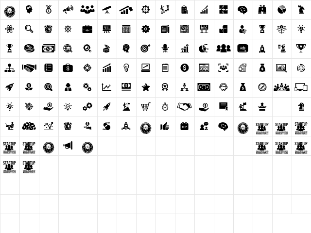 Startup Icons Regular  glyph index