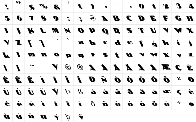 FZ JAZZY 53 LEFTY Normal  glyph index