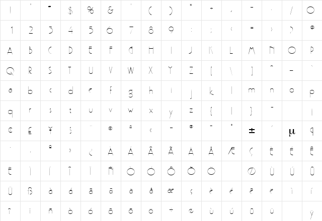 PoufLightSSK Regular  glyph index