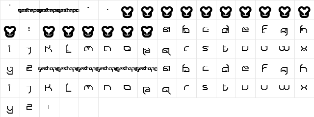 Submit Regular  glyph index