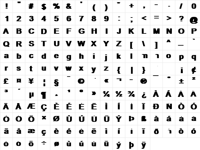 Communication37 Bold  glyph index