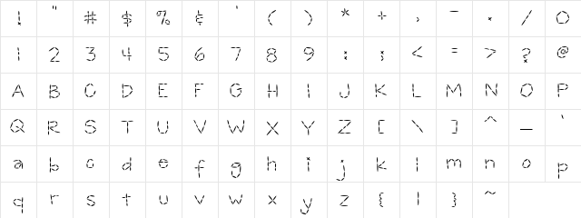 CK Quick Stitch Regular  glyph index